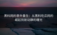 黑料网的意外重生：从黑料吃瓜网的崛起到新动静的曝光