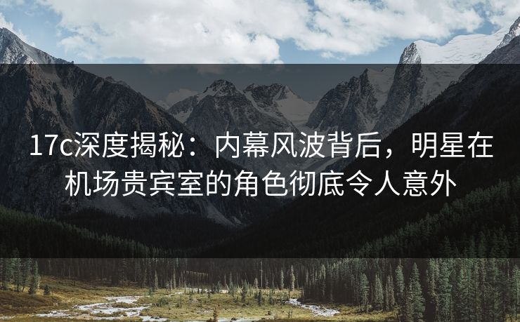 17c深度揭秘：内幕风波背后，明星在机场贵宾室的角色彻底令人意外