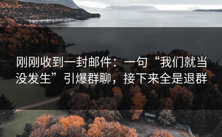 刚刚收到一封邮件：一句“我们就当没发生”引爆群聊，接下来全是退群