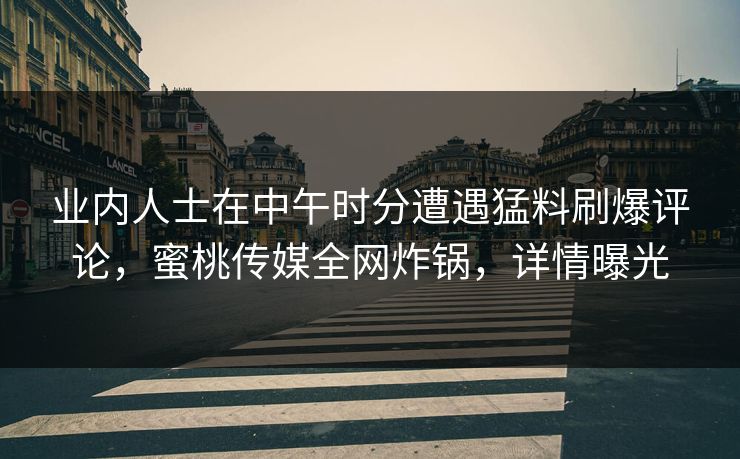 业内人士在中午时分遭遇猛料刷爆评论,蜜桃传媒全网炸锅,详情曝光 业内人士在中午时分遭遇猛料刷爆评论,蜜桃传媒全网炸锅,详情曝光