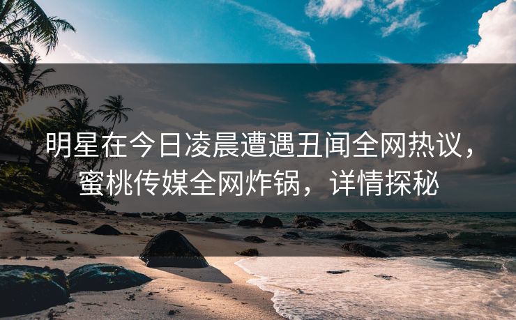 明星在今日凌晨遭遇丑闻全网热议，蜜桃传媒全网炸锅，详情探秘